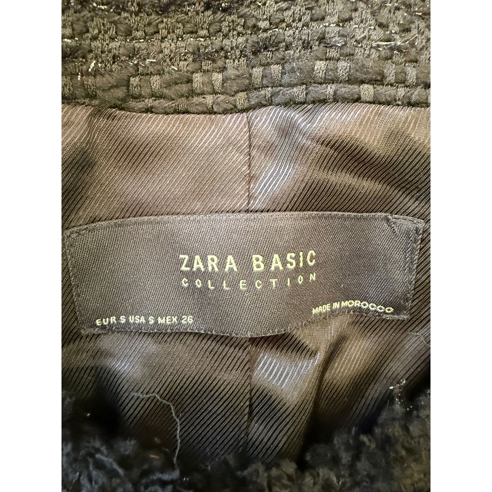 Zara Basic Collection Women's Size Small Black Tweed Jacket - Picture 3 of 12